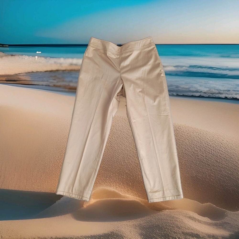 Pendleton Pants Womens Petite 6 Tan Cropped Pull On Side Zipper Stretch  30x24